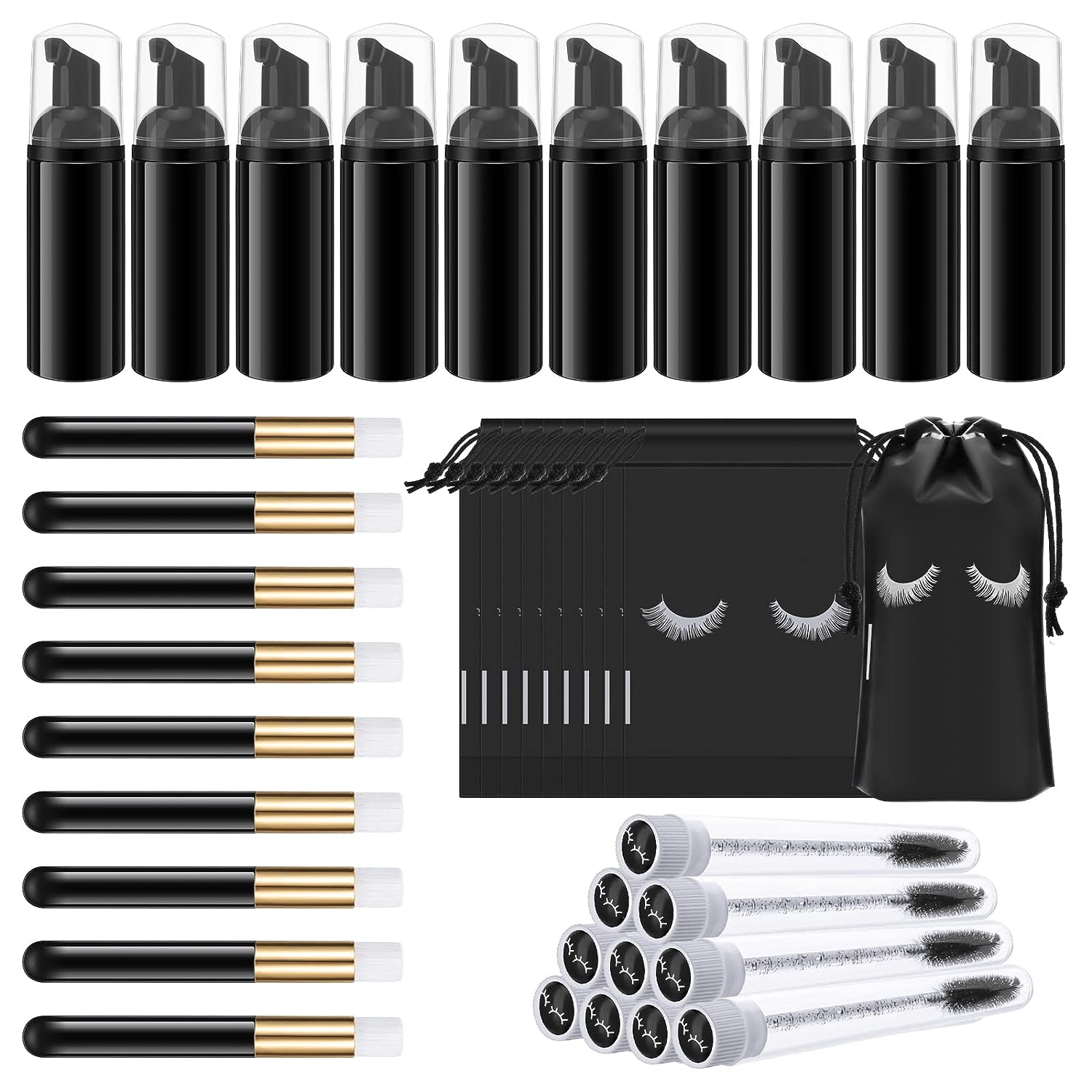 Eyelash Extension Wash - Wimperreinigingsset Lash Shampoo Borstel Zeepschuim Wasfles