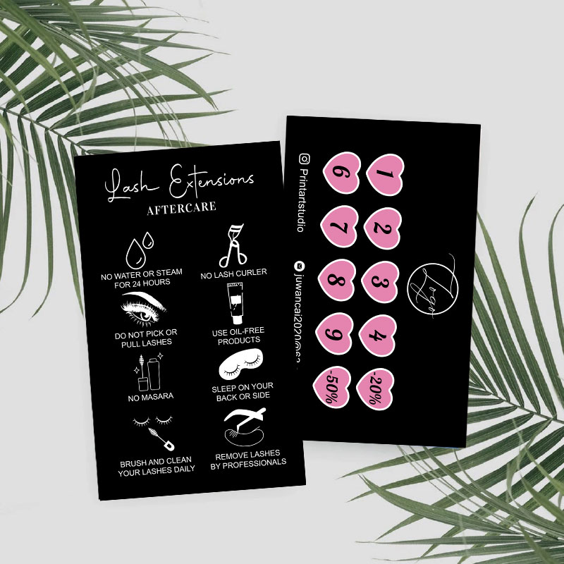 Aangepaste loyaliteitskaarten  - Eyelash Extension Logo Design recensie en prijs
