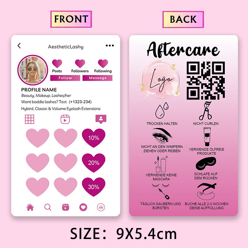 Aangepaste loyaliteitskaarten  - Eyelash Extension Logo Design recensie en prijs