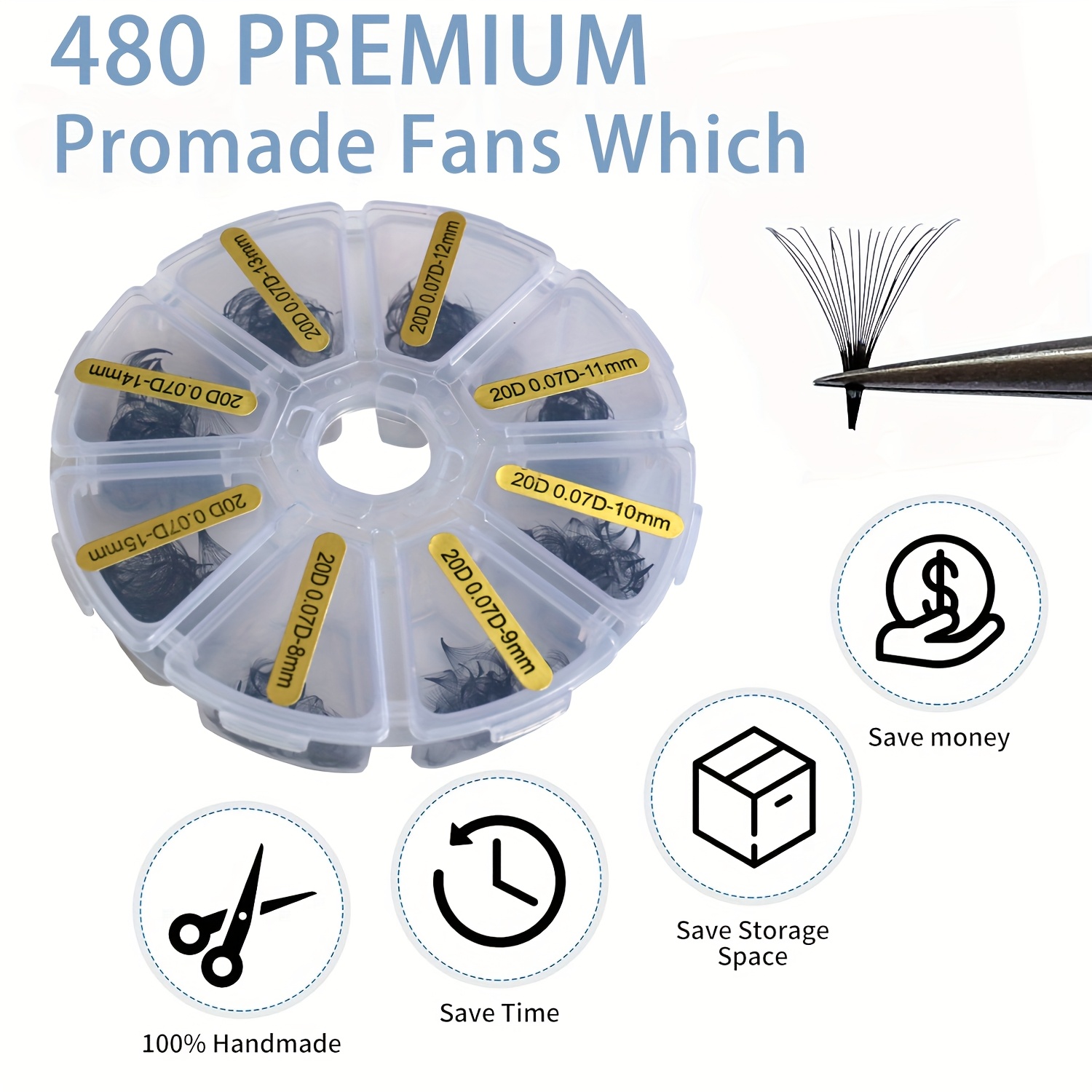 Sackvis 480 fans losse 8-15 mm - Eyelash Extension Medium recensie en prijs